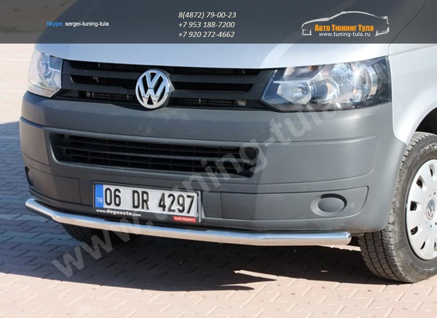 Защита передняя Line d60/ Нерж. сталь / VW T5 Transporter  2010+/ арт.490-2