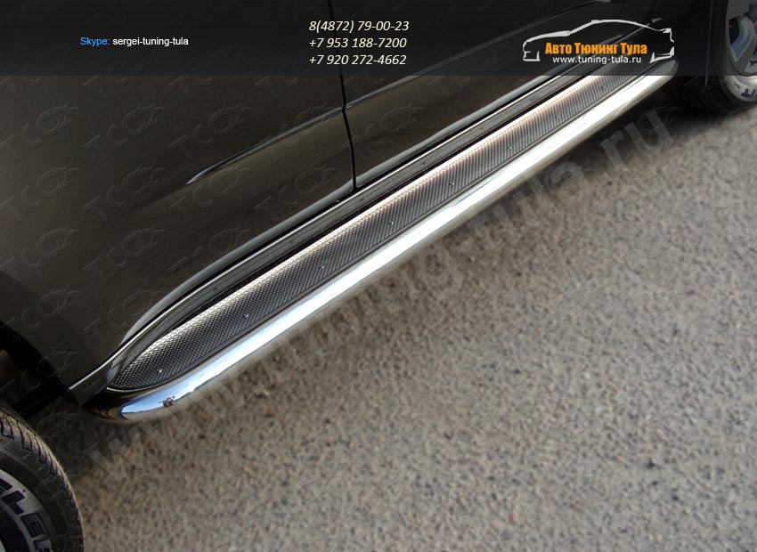 Комплект порогов d60,3мм с площадкой  нерж.лист Chevrolet Trailblazer 2013+ /арт.719-4