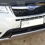 Защита переднего бампера 75х42  двойная ( овальная дуга) Subaru Forester 2013+ 