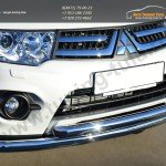 Защита переднего бампера двойная d63(секции) d63(дуга)Mitsubishi Pajero Sport 2013+