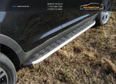 Пороги алюминиевые с пластиковой накладкой Kia Sportage 2014+ / арт.743-2