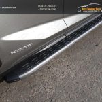 Пороги алюминиевые с пластиковой накладкой (карбон серебро) Lexus NX 300H 2014+