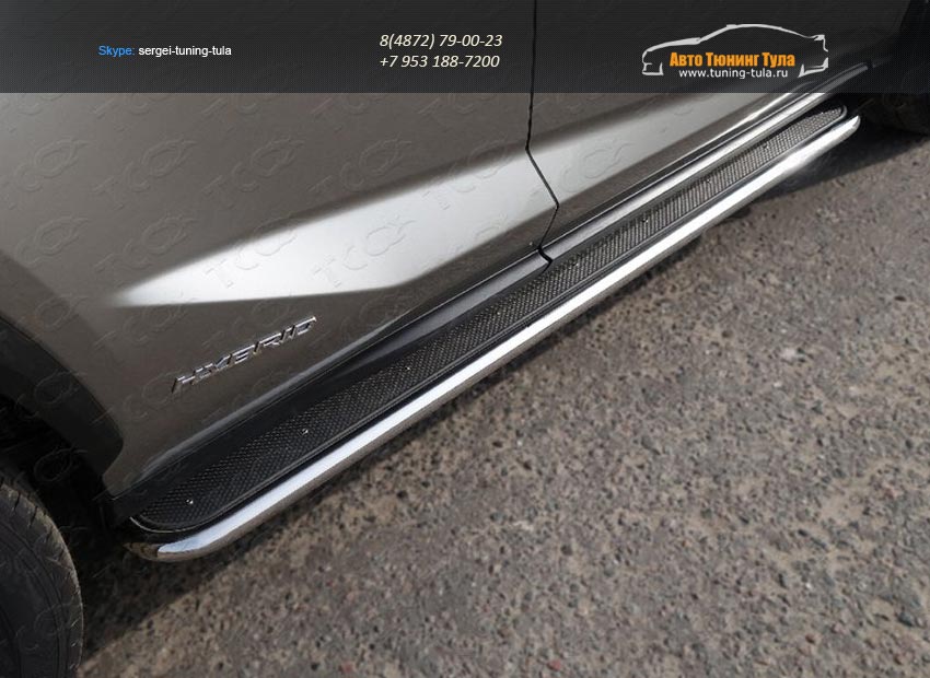 Пороги с площадкой (нерж. лист) 42,4 мм Lexus NX 300H 2014+/арт.301-8