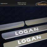 Накладки на пороги (лист шлифованный надпись Logan) Renault Logan 2015+
