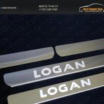 Накладки на пороги (лист шлифованный надпись Logan) Renault Logan 2015+