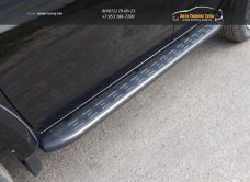 Пороги алюминиевые с пластиковой накладкой (карбон серые) 1820 мм MITL20015-11GR Mitsubishi L200 2015+/арт.819-11