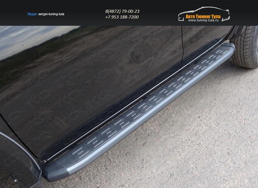 Пороги алюминиевые с пластиковой накладкой (карбон серебро) 1820 мм MITL20015-11SL Mitsubishi L200 2015+/арт.819-12