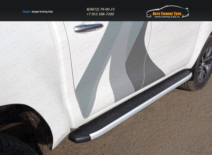 Пороги алюминиевые с пластиковой накладкой 1920 мм TOYHILUX15-12AL Toyota Hilux 2015/арт.820-14