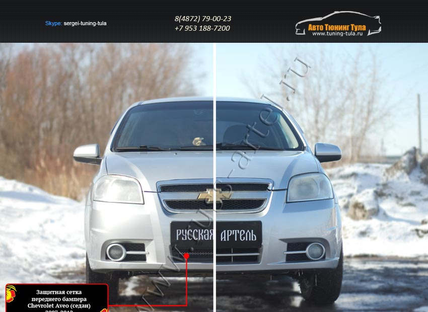 Защитная сетка переднего бампера Chevrolet Aveo седан 2007-2012/арт.654-21